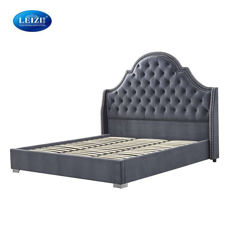 Luxury Upholstered Queen King Size Bed Frame With Headboard