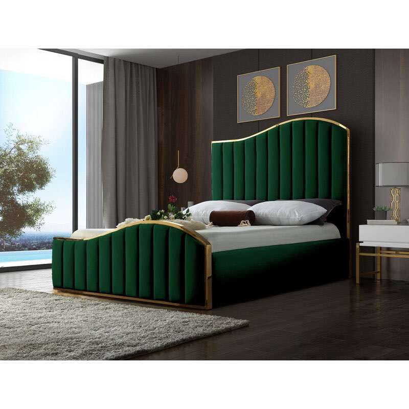 What Is An Upholstered Bed With Modern Velvet Design?