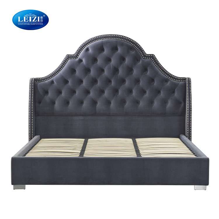 Luxury Upholstered Queen King Size Bed Frame With Headboard