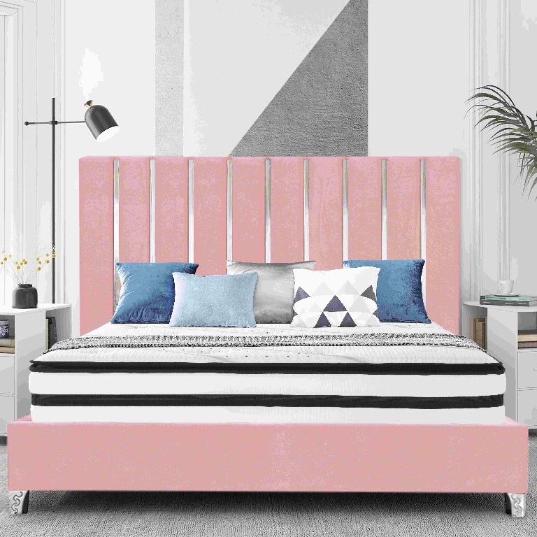 Modern Black King Size Velvet Upholstered Bed Frame | 910